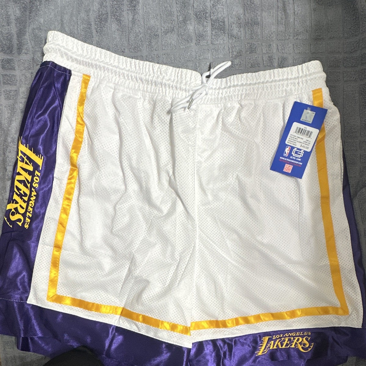 Ultra GAME NBA Los Angeles Lakers Shorts XXL White/Purple/Gold- New-Never worn