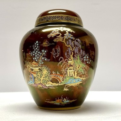 Crown Devon Fieldings Mikado Rouge Royale Lidded Lustre Ware Ginger Jar