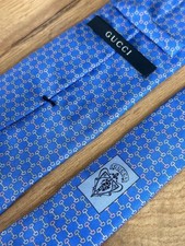 Gucci Silk Tie Luxury Cravat Made in Italy Patterned Blue Size 58.7/3.1in