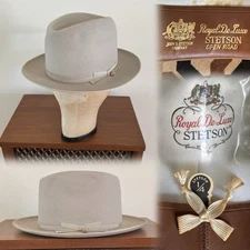 1950s Stetson ROYAL DE LUXE OPEN ROAD 7 1/4 Western Dress Fedora Hat Vtg 50s