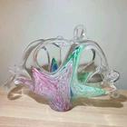 VTG Murano Glassware Colorful Hand Blown Art Glass Napkin Holder Letters Swirl
