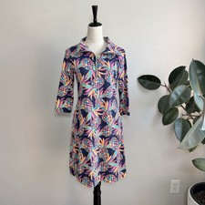 Lulu B XS Navy Colorful Pineapple Patterned 3/4 Sleeve Dress UPF 50 Resort