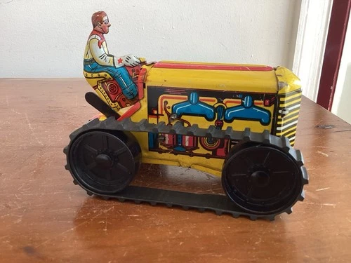 Vintage Marx Tin Litho Wind-Up Climbing Tractor