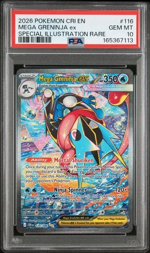 2026 POKEMON CHAOS RISING SPECIAL ILLUSTRATION RARE #116 MEGA GRENINJA EX PSA 10