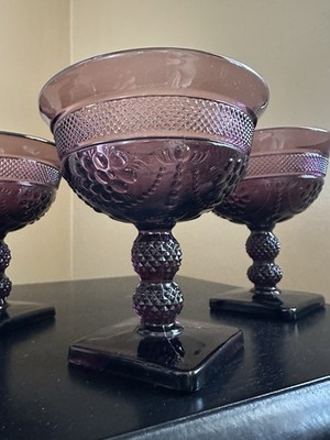 Imperial Chroma Amethyst Champagne / Tall Sherbet Glasses Ohio Purple 4 Vintage