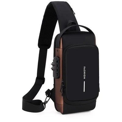 Men Anti Theft Crossbody Bag Sling Shoulder Chest Pack USB Charging Port Travel