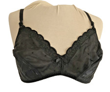 Vintage pinup Bra, No Wire, Black 38B Vassarette Nylon, Adjustable Retro Sexy