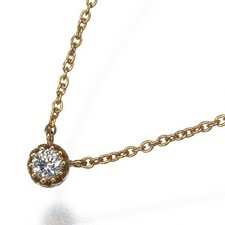 Auth STAR JEWELRY Necklace Diamond 0.05ct Solitaire 18K 750 Yellow Gold