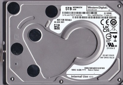WD50NDZW-11A8JS1 s/n: WXF2E3 JUN/ 2021 Thailand 5TB USB 3.0 2.5'' WESTERN DIGITAL