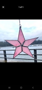 New Handmade Stained Glass Pink Star Suncatcher