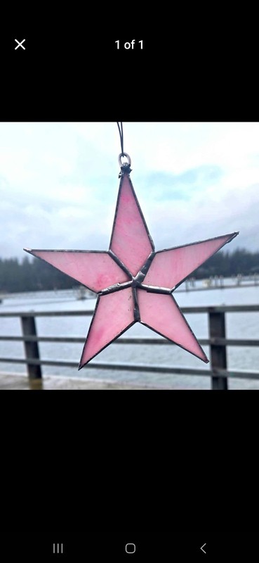 New Handmade Stained Glass Pink Star Suncatcher