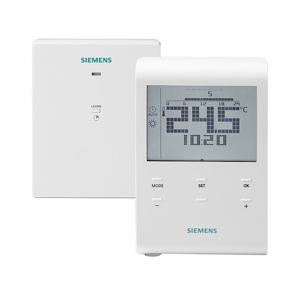 Thermostat radio Siemens RDE100.1RFS avec programmation hebdomadaire et écran LCD