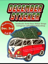 DUTCH BROS DEC 3 2025 STICKER DROP VW BUS VAN WITH CHRISTMAS TREE PRESALE