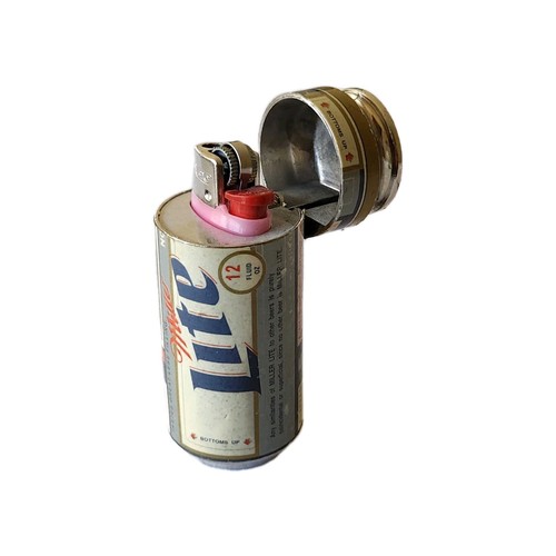 1999 MILLER LITE Can Mini Bic Flip Top LIGHTER HOLDER / Case L-2