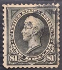 RARE 1894- United States $1 black Perry postage stamp used Sc261 Cat $350USD