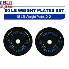 Olympic Weight Bumper Plates Set of 2 Durable Rubber 45 lb Fitness Equipment New