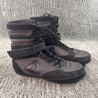 Reebok High Top Boxing Wrestling Shoes Mens 9.5 Black Deadstock