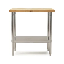John Boos Maple Wood Top Work Table with Adjustable Lower Shelf, 36 x 24 x 1.5"