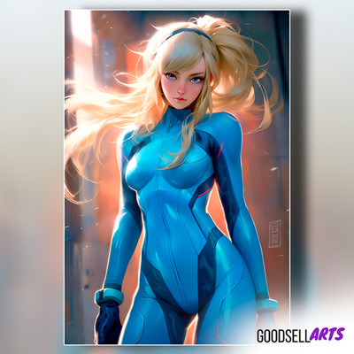Zero Suit Samus Poster, Metroid wall art print, Nintendo gamer Metroid fan gift