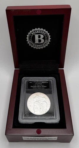 1887 Double Struck Error Morgan Silver Coin, 1 oz Fine Silver, COA - Bradford