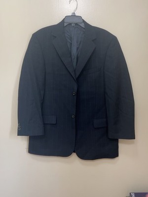Bernini Signature Blazer Mens 42R Super 120s Wool Made Italy Navy Windowpane