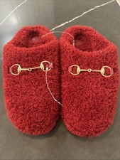 Maeve Sherpa Anthropologie Women's Slippers Size 8-8.5 Deep Red Nwot