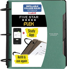 Flex Refillable Notebook Study App, College Ruled Paper and 1-1/2 Inch Techloc