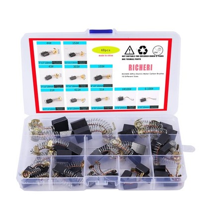 RICHERI 40Pcs Electric Motor Carbon Brushes 10 Different Sizes for 40PCS
