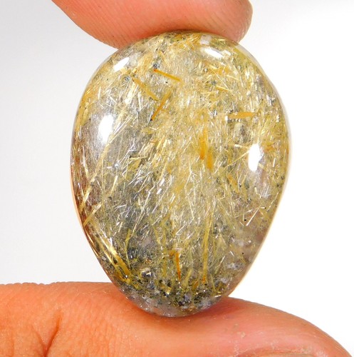 Cabochon Lodolite (Quartz De Jardin) Naturel - 61.75 Carats, Ovale 36x18x12mm - Brésil - Qualité Exceptionnelle