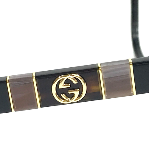 Gucci Eyeglasses Frames GG0600G 001 Black Brown Gold Cat Eye Full Rim 54-18-140 - Picture 5 of 14