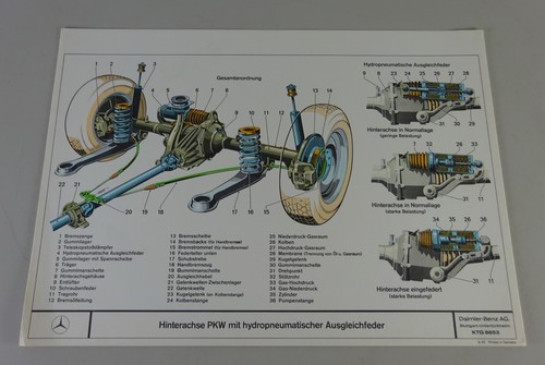 Schnittbild Mercedes-Benz Hinterachse mit Niveauregulierung in W109 / W100 1967