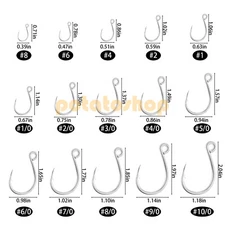 30pcs Inline Single Hooks Replacement Fishing Hooks 8-10/0 Big Eye Carbon Steel
