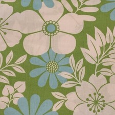 "Wild Daisy" Large Scale Floral Print Fabric By Benartex White Blue On Green BTY
