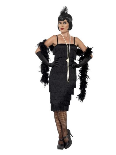 LADIES, GATSBY FLAPPER COSTUME, BLACK 