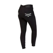 Women breeches full black with Swarovski&reg; embroidery silver/Gold