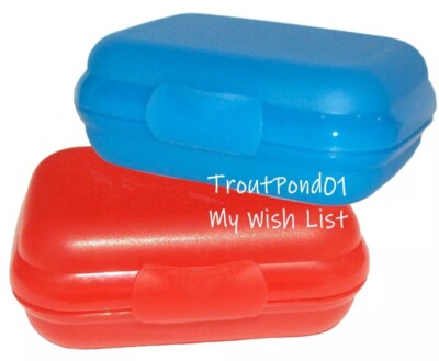 Tupperware Packables Hinged Container Trinket Box Oyster Blue and