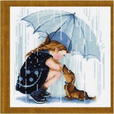 Rainbow Stitches: Vibrant Cross Stitch Kit, 9.75" x 9.75", Zweigart 14ct. white