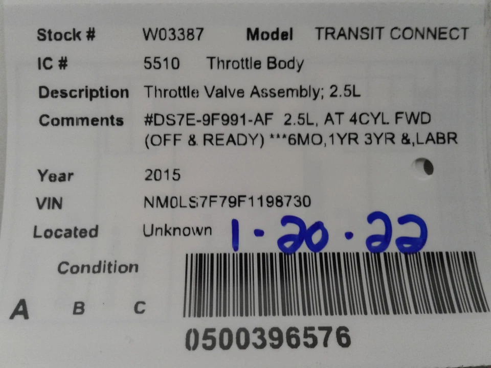 Used Fuel Injection Throttle Body fits: 2015 Ford Transit connect Throttle Valve Foto 4 de 4