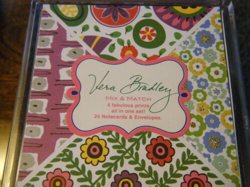 VERA BRADLEY 24 Mix & Match Notecards VIVA LA VERA, WATERCOLOR, Note Card - Afbeelding 1 van 3