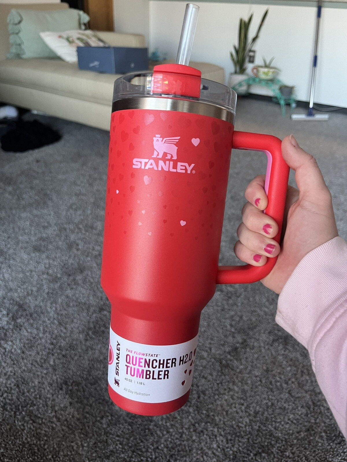 Stanley Target Exclusive Valentine’s Day 2025 Ruby Hearts 40oz Tumbler IN HAND