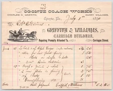 1890 Griffith & Williams Carriage Builders Ogontz Carriage Works Billhead