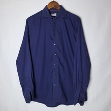 ETON Contemporary Dress Shirt Mens 42 16.5 Blue Button Front Long Sleeve Striped