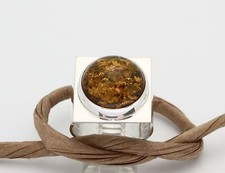 BALTIC AMBER Handmade in POLAND Sterling Silver RING Size 8 FREE SHIPPING