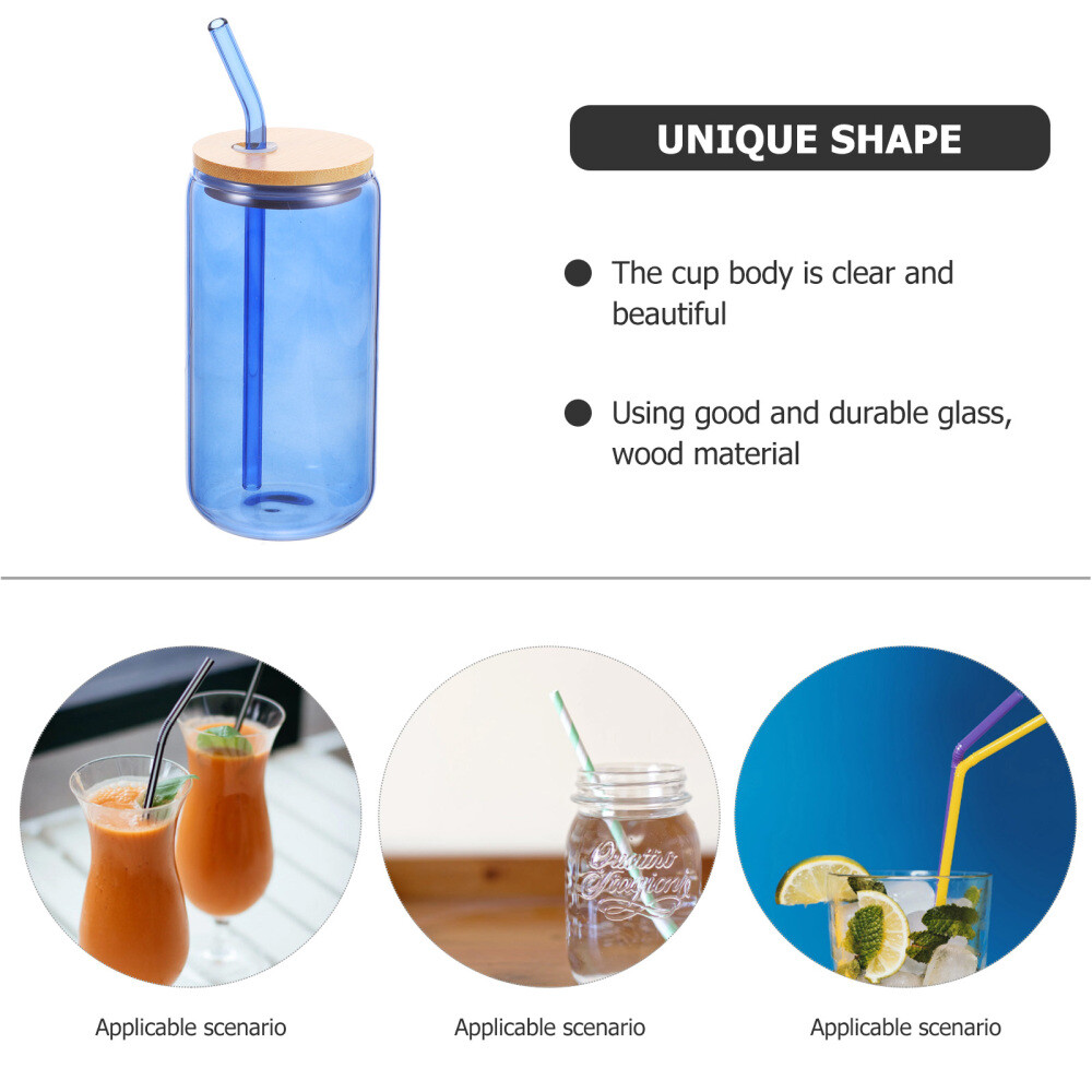 5 Sets Cocktail Cups with Lids Straws Coffee Tumbler Juice Glass Jar eBay