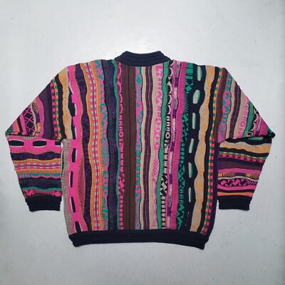 オーストラリア製 coogi 3D crew neck knit 80s 90s Vtg 90s COOGI 100% Wool 3D V-Neck Sweater Made in AUSTRALIA Biggie