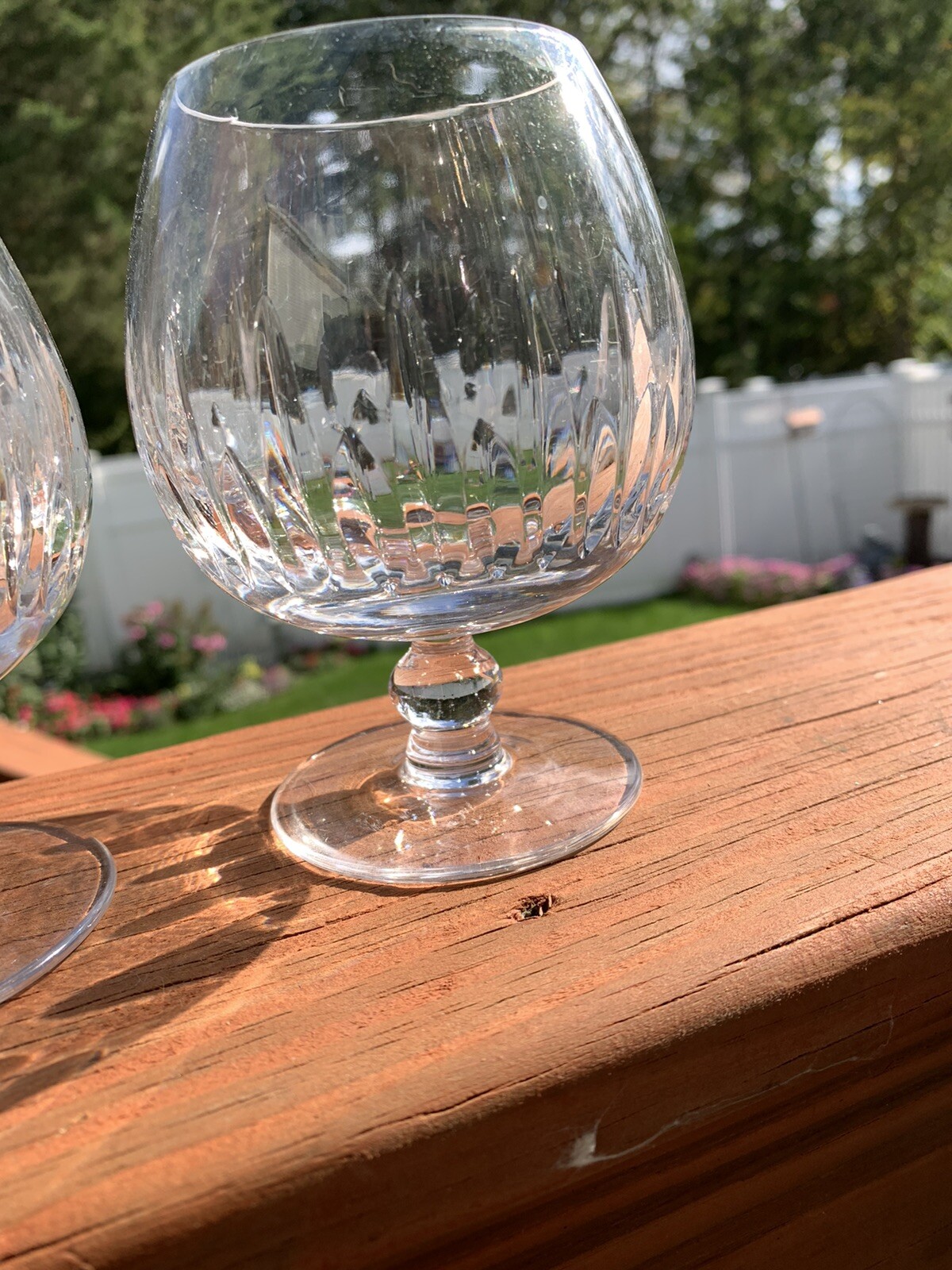 2 Clear Vertical Cut Crystal Brandy Snifter Glasses eBay