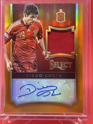 2015-16 Select Soccer Jersey Swatch Orange Diego Costa Auto /20 Spain Chelsea