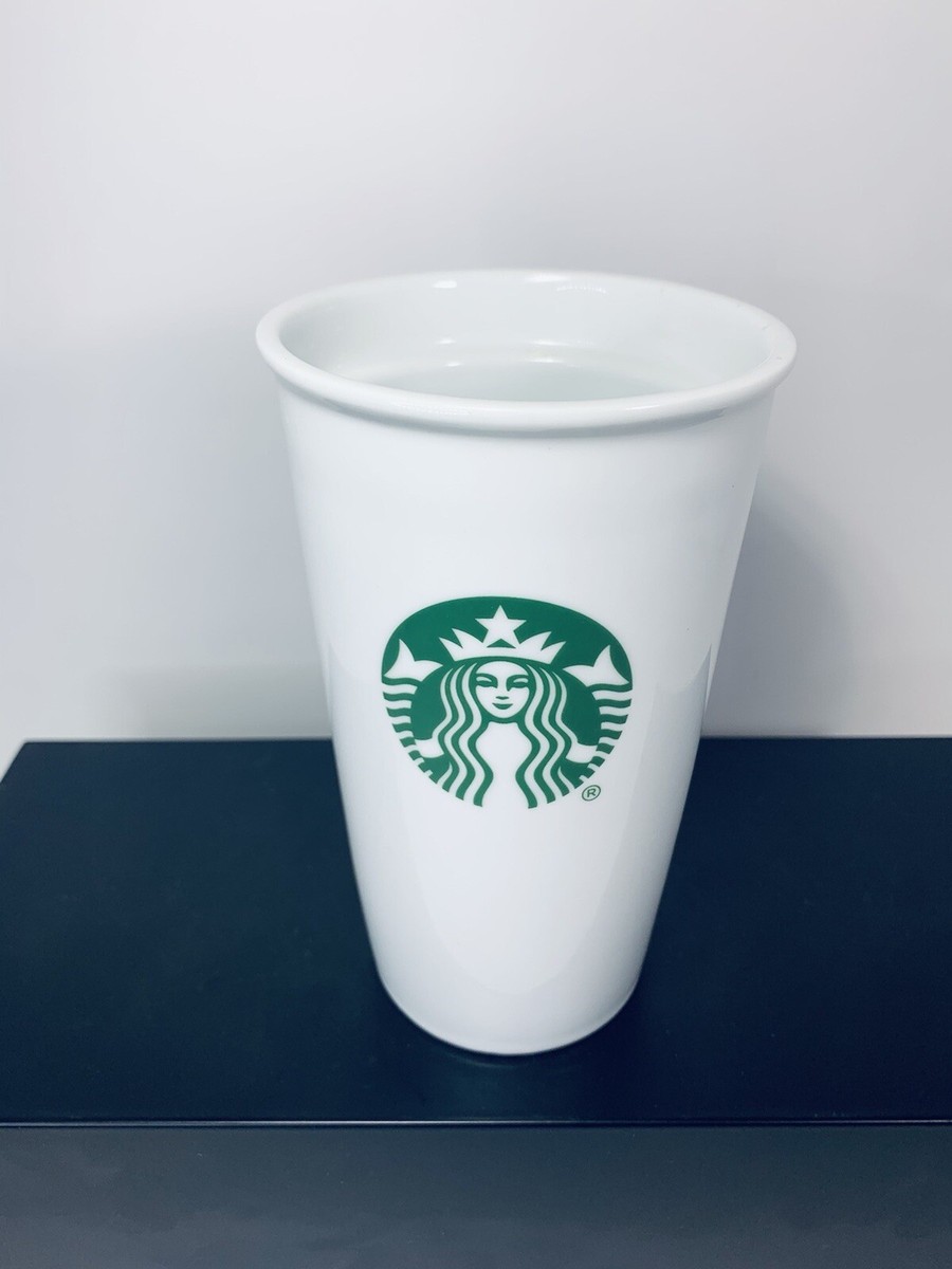 Starbucks 12 oz Coffee Cup Travel Tumbler White Tall Ceramic