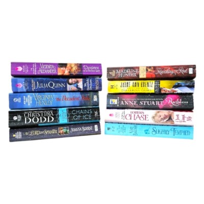 10 Historical Romance Paperbacks e.g Virginia Henley Anne Stuart Julia Quinn etc