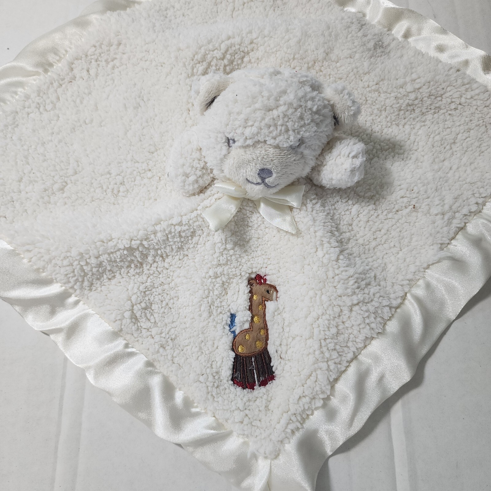 Tiddliwinks Sherpa Ivory Cream Bear Giraffe Lovey Security Blanket Rattle Plush
